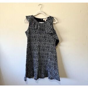 Michael Kors Dress Womens Size L Knee Length Speckled Ruffle Tank Designer NEW